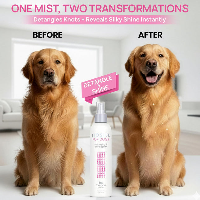 for Dogs Silk Therapy Detangling and Shine Protecting Spray, Ph Balanced Leave-In Mist with Silk and Vitamins for Dematting, Paraben-Free, All Coats and Breeds, 8 Fl Oz