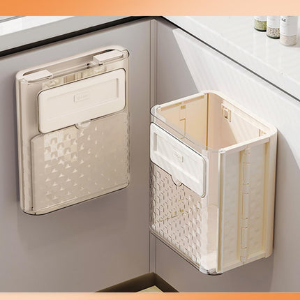 Hanging Kitchen Trash Can Collapsible Trash Bin Magnetic Garbage Bin Plastic Waste Can Compost Bin Garbage Can for Kitchen Bedroom Bathroom Cabinet