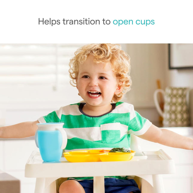 Miracle 360 Sippy Cup for 6 Month Old, Spill Proof Baby and Toddler Cups with Transition Handles, 7 Ounce, 2 Pack, Blue/Green