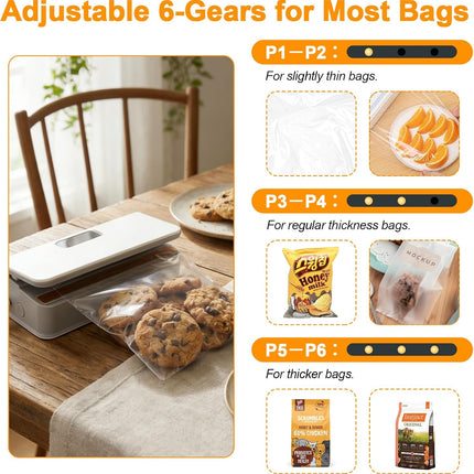 Mini Bag Sealer, 6 Gear Adjustable Bag Sealer for Plastic Bags