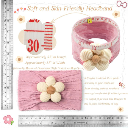5 Pcs Baby Flower Headbands Baby Girls Nylon Headbands Soft Hairbands Hair Accessories for Newborn Infant Toddler Kids
