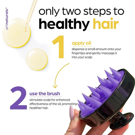 Organic Rosemary Castor Hair Growth Tonic Oil + Massager Hair Regrowth Set, 4 Oz with Coconut & Olive Oil, Scalp Treatment for Dry, Damaged & Split Ends