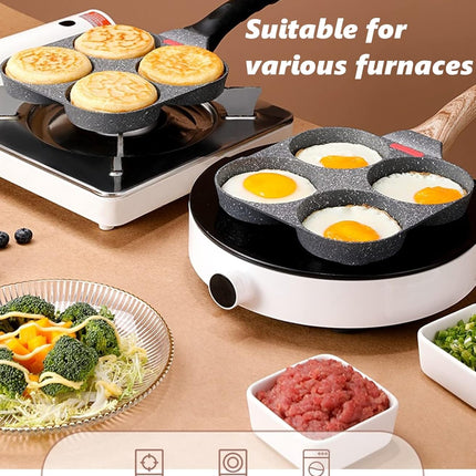 4-Cup Egg Pan Nonstick, and Granite Egg Frying Pan, Versatile Breakfast Skillet for Eggs, Pancakes, Plett, Crepes, Compatible with Gas Stove and Induction Cooktop