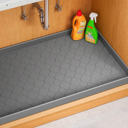 Waterproof under Sink Mat 34" X 22", Thick Silicone Mat Cabinet Protector for Kitchen and Bathroom, Shelf Liner, Home Organizer and Storage, Multipurpose Tray for Gadgets and Essentials
