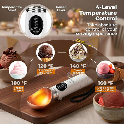 Heated Ice Cream Scoop, Rechargeable with Dishwasher-Safe Head