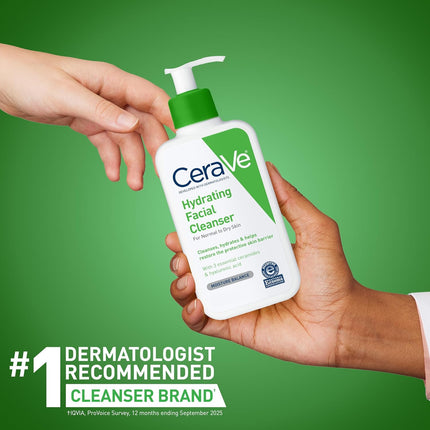 Hydrating Facial Cleanser, Moisturizing Face Wash for Dry Skin, Hyaluronic Acid + Ceramides + Glycerin, Hydrating Cleanser for Normal to Dry Skin, National Eczema Association Certified, 16 Oz