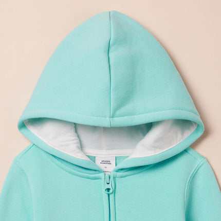 Girls and Toddlers' Fleece Zip-Up Hooded Sweatshirt with Lined Hood and Rib Knit Detail