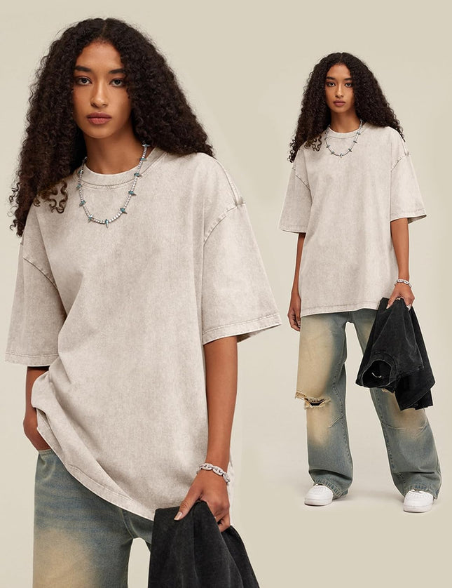 Men Oversized T Shirts Vintage Tee Loose Fit Short Sleeve Casual Streetwear Baggy Washed Unisex Tops