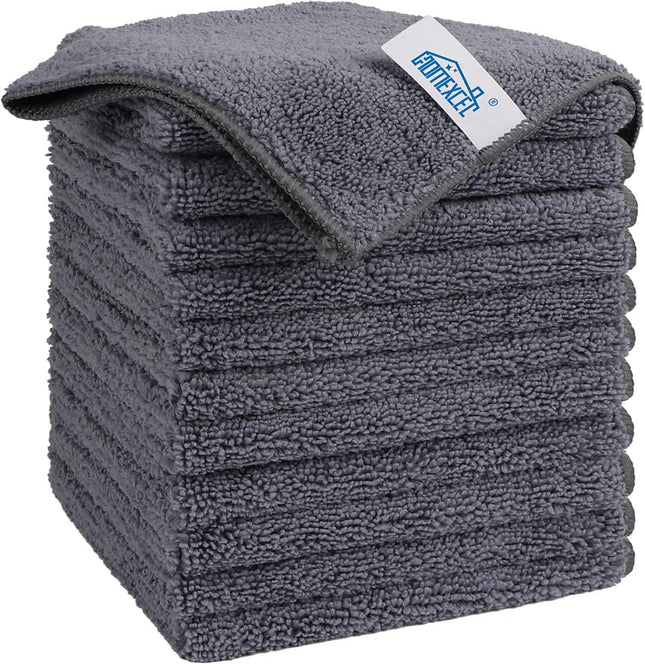 Grey Microfiber Cleaning Cloth, 12 Pack Premium Microfiber Towels for Cars, Lint Free, Scratch-Free, Highly Absorbent, Reusable Cleaning Rags for Car, Household, Kitchen, Window, 11.5"X11.5"