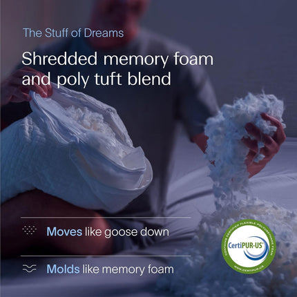 Signature Adjustable Shredded Memory Foam Pillow Queen | Certipur-Us Certified | Bamboo Rayon Cover | Side Back Stomach Sleepers | Washable | Neutral Spinal Alignment