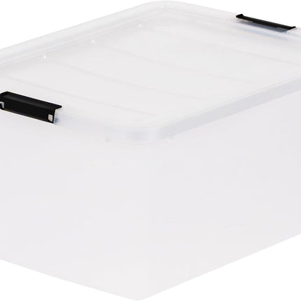 6-Pack 32 Quart Clip Box with Latching Lid | Latching Lid Secures Office and Household Supplies. Stackable, Nestable Design Maximizes Storage Space
