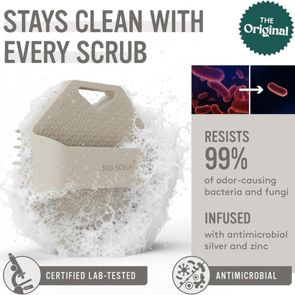 ® Antimicrobial Silicone Body Scrubber, Exfoliating Body Brush for Sensitive Skin, Antibacterial Shower Scrubber for Body, Bathroom Essentials for Men & Women, Clay