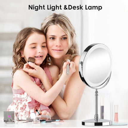Makeup Mirror, Rechargeable Vanity Mirror with 3 Lights, 1X/10X | Adjustable Brightness, 3000Mah, Double-Sided, Gift for Mom, Women, Wife, Girls, Dorm Room Essential