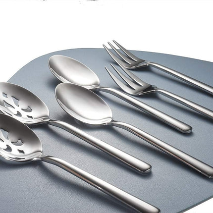 Serving Spoon X 2,Slotted Serving Spoon X 2,Serving Forks X 2, 9 Inch Stainless Steel Catering Serving Utensils for Party Buffet Dinner Banquet Kitchen Basics (Silver Mirror Finish)