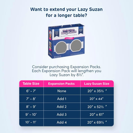 Light Gray-  - the First Patented Lazy Susan Turntable Expandable for Rectangular & Oblong Tables - Kitchen & Dining Tables - Great Gift! Parties & Gatherings