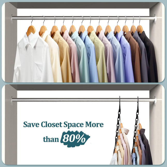 6 Pack-Closet-Organizers-And-Storage, Space-Saving-Hangers Black | Magic-Hangers, Closer-Organizer-For-Closet-Organization, Space-Saver-Hanger-Organizer-For-Multipurpose, Dorm-Room-Essentials