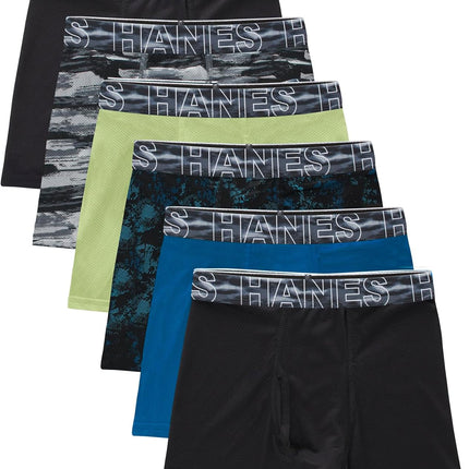Boys' Underwear Boxer Briefs Pack, 6-Pack,  Moves X-Temp Boxer Brief Underwear for Boys, Moisture-Wicking
