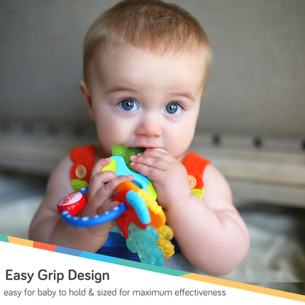 Icybite Ice Gel Teether Keys for Infants - Silicone Baby Teether Toys - Gentle on Sore Gums - Baby Teething Relief - 3+ Months - Blue