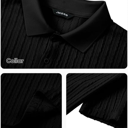 Mens Casual Polo Shirt Summer Short Sleeve Vacation Button Beach Knit Stretchy Golf Shirts
