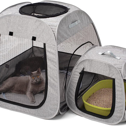 Portable Cat Playpen, Trapezoidal Design for Better Standing, Foldable Pet Tent for Indoor and Outdoor Use of Kitten and Puppy, Dog Play Enclosure, Cat Houses & Condos