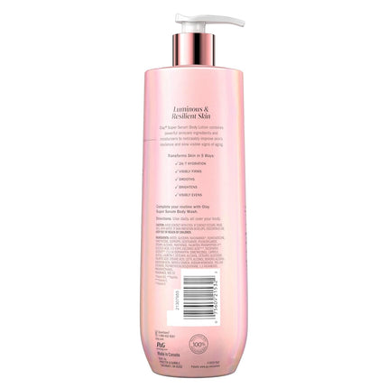 Super Serum Hand & Body Lotion for Dry Skin, 24Hr Long Lasting Hydration, 5+ Ingredient Complex for Bright Even Firm Luminous Skin, Sweet Vanilla & Soft Wood Scent, 18.5 Fl Oz