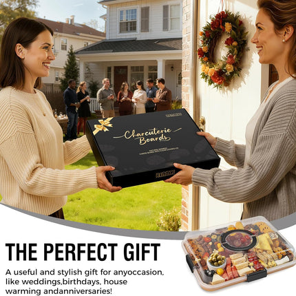 Portable Charcuterie Boards with Lid, Cheese, Veggie & Snack Tray