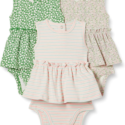 Baby Girls' Sleeveless Bodysuit Dress, Pack of 3