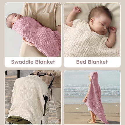 Hooded Baby Towels for Newborn 2 Pack 100% Muslin Organic Cotton Baby Bath Towel with Hood for Babies, Infant, Toddler and Kids, Large 32X32Inch, Soft and Absorbent Newborn Essential