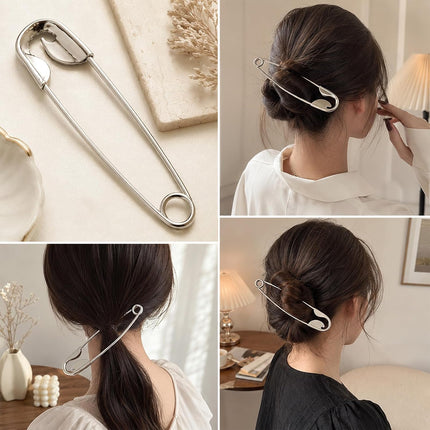 2 PCS Safety Pin Hair Clip Oversized Metal Hair Pins Hair Stick Pin