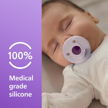 Soothie Baby Pacifiers - 100% Silicone Pacifiers for Babies 0-3 Months,-Piece Design,Bpa-Free,Extra Durable,Lilac and Pink,Model SCF190/70,4 Count (Pack of 10)
