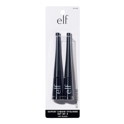 e.l.f. Expert Liquid Liner – High-Pigment Extra-Fine Liquid Eyeliner for Precise Eye Definition, Long-Lasting Waterproof Formula, Vegan & Cruelty-Free, Jet Black, 0.14 Oz, 2-Pack