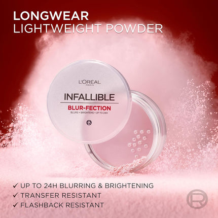 L'Oreal Paris Infallible Blur-Fection Longwear Loose Setting Powder, Blurring Face Powder with up to 24Hrs of Wear, Translucent Light, 1 Kit