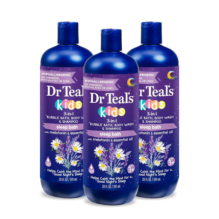 Kids 3-In-1 Sleep Bubble Bath, Body Wash & Shampoo with Melatonin & Essential Oil, Lavender Scent, 20 Fl Oz (Pack of 3)