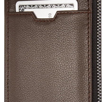NOTTING HILL Minimalist Leather Zipper Wallet for Women and Men: Slim Multi Cardholder with RFID Blocking and Keychain Ring