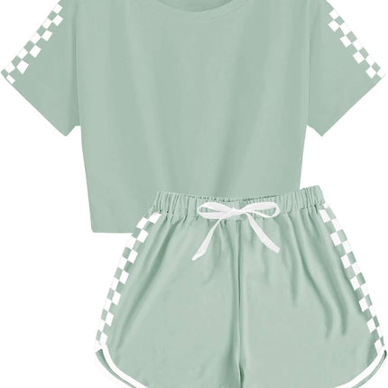 Unisex Girls Boys 2 Piece Outfits Crop Tops and Shorts Set Soft Cotton Clothing Sets Sports Tracksuit
