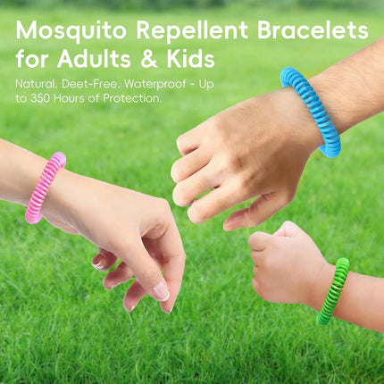 12 Pack Mosquito Repellent Bracelets for Adults & Kids, Individually Wrapped, DEET Free, Natural and Waterproof Band
