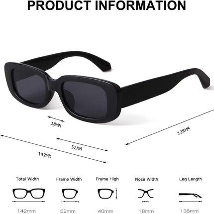 Rectangle Sunglasses for Women Retro Driving Glasses 90’S Vintage Fashion Narrow Square Frame UV400 Protection
