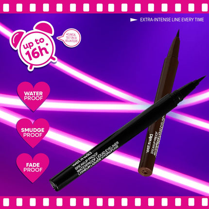 wet n wild Mega Last Breakup Proof Liquid Eyeliner – Waterproof Brown Eyeliner with Ultra-Fine Brush Tip, 16-Hour Long-Lasting Wear, Vegan & Cruelty-Free Makeup