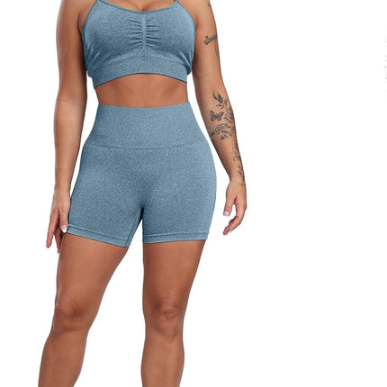 Workout Shorts Sets for Women, High Waisted Gym Butt Lifting Scrunch Butt Seamless Shorts