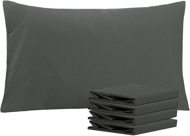 NTBAY Queen Microfiber Pillowcases Set of 4 – Soft Brushed Microfiber Pillow Covers with Envelope Closure, Wrinkle & Fade Resistant Bedding, Dark Grey, 20 x 30 Inches