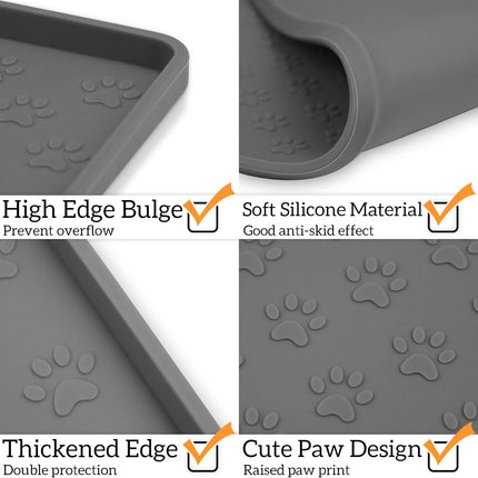 Silicone Pet Placemat for Dogs & Cats – 18" x 12" Waterproof Feeding Mat to Prevent Food & Water Spills (Grey)