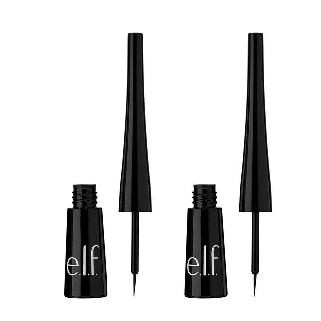 e.l.f. Expert Liquid Liner – High-Pigment Extra-Fine Liquid Eyeliner for Precise Eye Definition, Long-Lasting Waterproof Formula, Vegan & Cruelty-Free, Jet Black, 0.14 Oz, 2-Pack