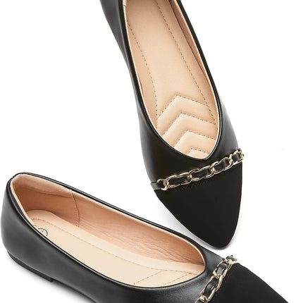 BABUDOG Women's Ballet Flats – Crimped Faux Suede Pointed-Toe Dress Shoes