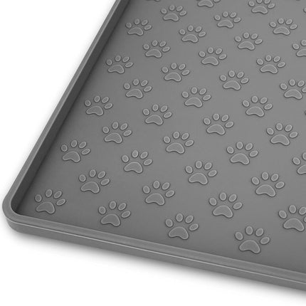 Silicone Pet Placemat for Dogs & Cats – 18" x 12" Waterproof Feeding Mat to Prevent Food & Water Spills (Grey)