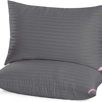 EIUE Queen Size Bed Pillows 2-Pack – 20 x 30 Inch Down Alternative Microfiber Filled Sleeping Pillows, Black
