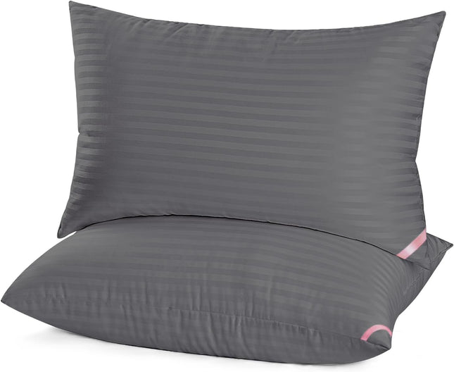 EIUE Queen Size Bed Pillows 2-Pack – 20 x 30 Inch Down Alternative Microfiber Filled Sleeping Pillows, Black