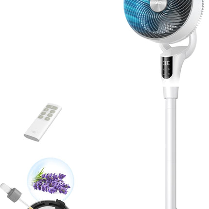 DREO Oscillating Standing Fan – Adjustable Pedestal Air Circulator with Remote Control