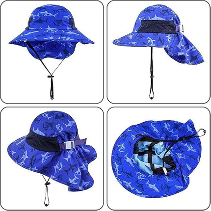 Baby UPF 50+ Sun Hat – Adjustable Wide-Brim Bucket Hat with Neck Flap, 0-6 Months