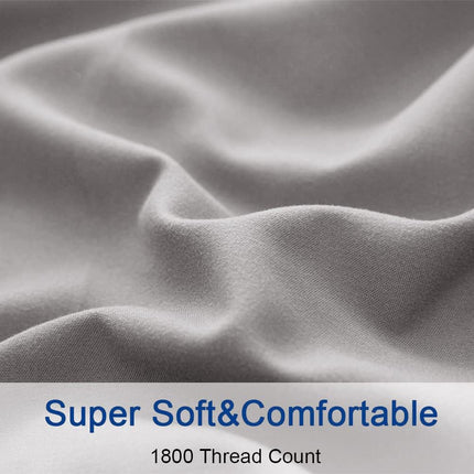 SONORO KATE 1800 Series Full Bed Sheet Set – 4-Piece Super Soft Microfiber Bedding with 16-Inch Deep Pockets, Wrinkle Resistant, Hypoallergenic Luxury Sheets, Grey