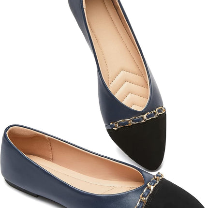 BABUDOG Women's Ballet Flats – Crimped Faux Suede Pointed-Toe Dress Shoes